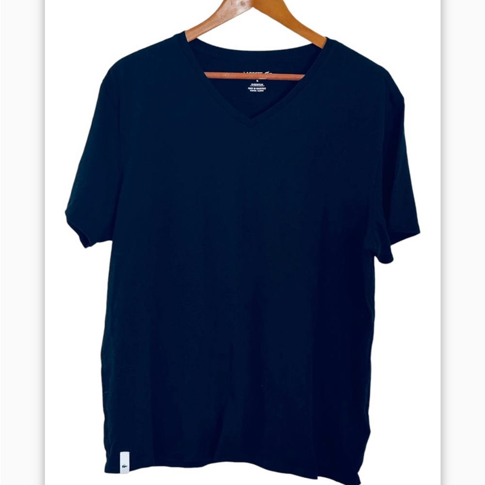 Lacoste Men's Black V Neck Short Sleeve Shirt Size XL